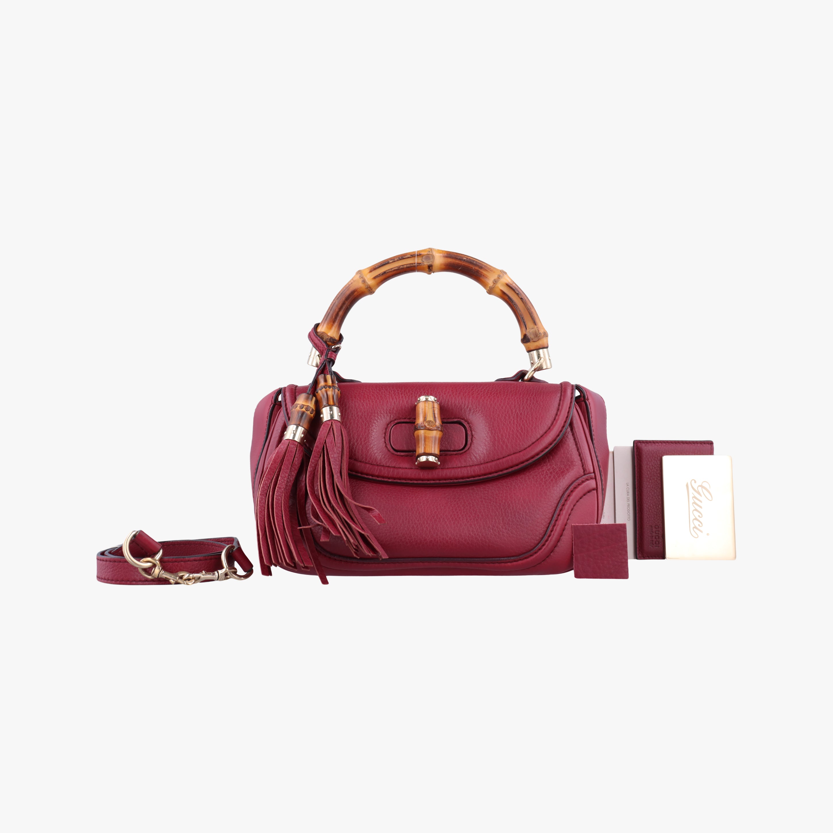 Secondhand Gucci New Bamboo Burgundy Leather 254884 shoulderbag | stylenewstar