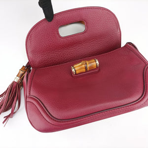 Secondhand Gucci New Bamboo Burgundy Leather 254884 shoulderbag | stylenewstar