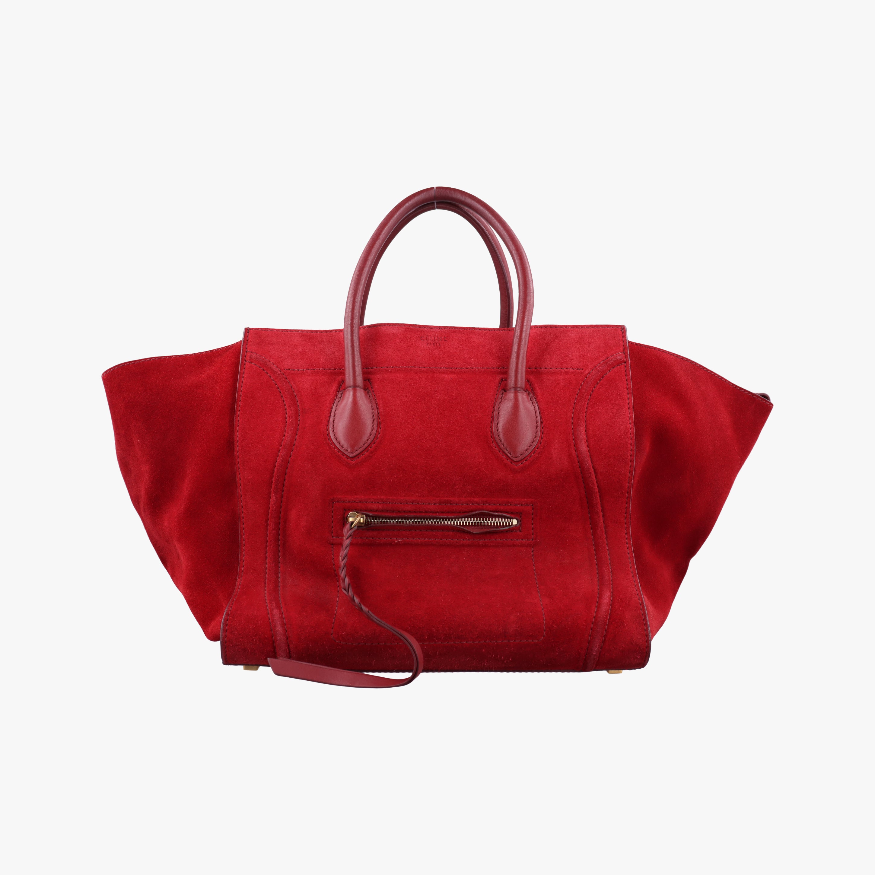 Pre-owned Celine Luggage Small Square Phantom Burgundy Suede  handbag | stylenewstar