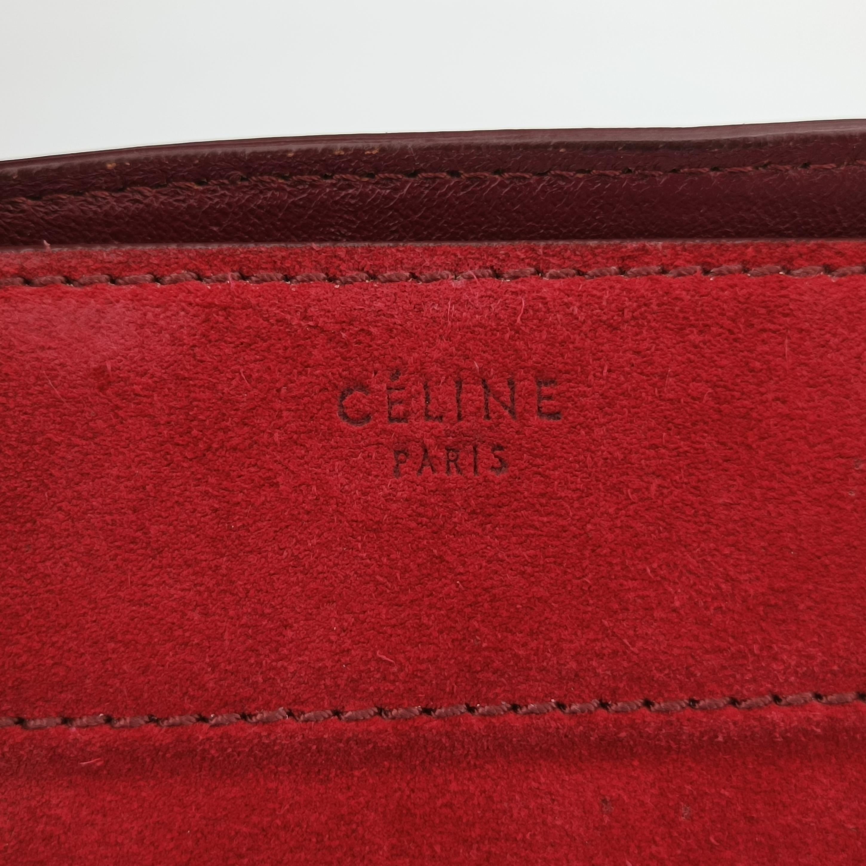 Pre-owned Celine Luggage Small Square Phantom Burgundy Suede  handbag | stylenewstar