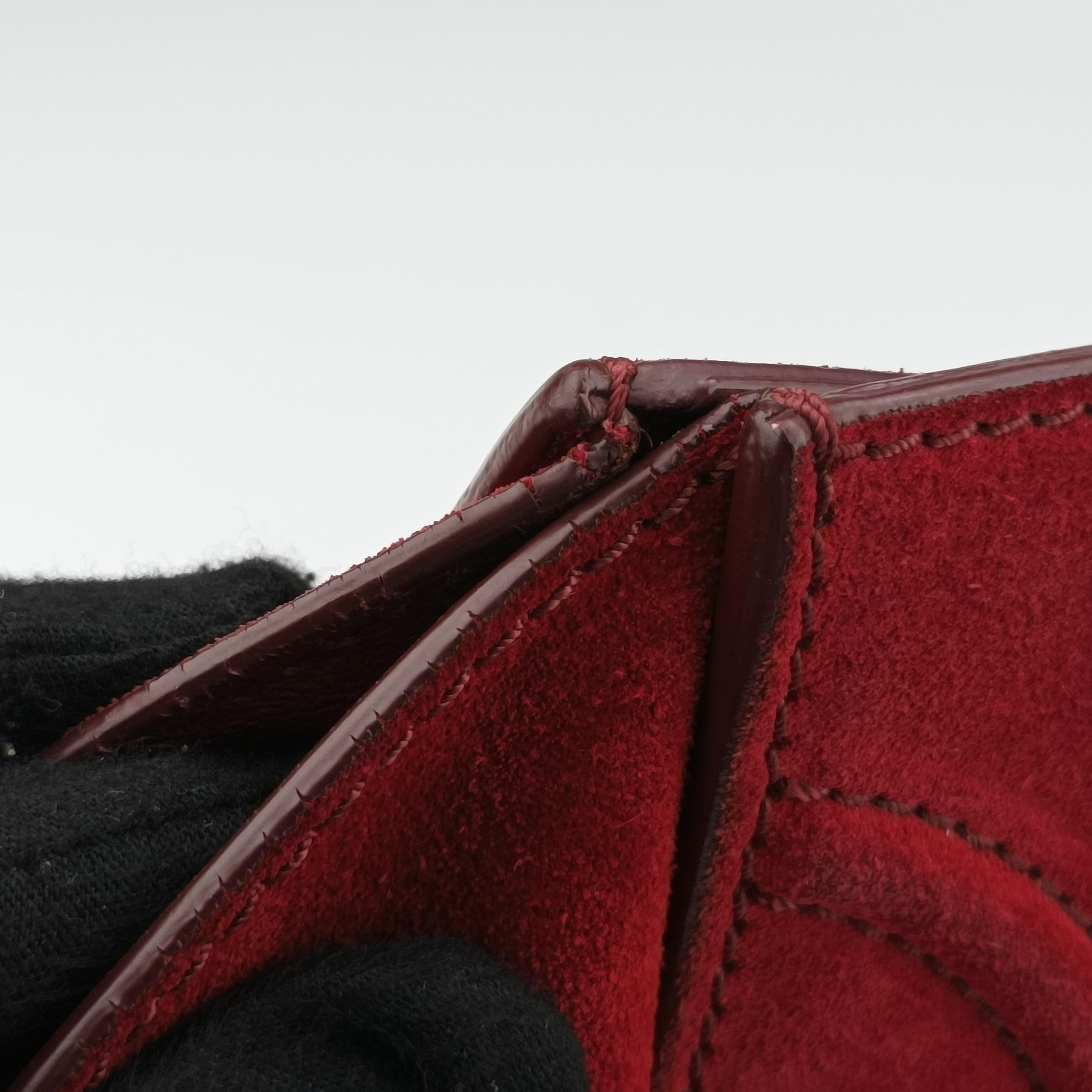 Pre-owned Celine Luggage Small Square Phantom Burgundy Suede  handbag | stylenewstar