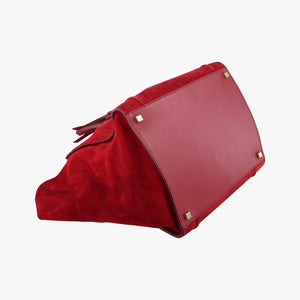 Pre-owned Celine Luggage Small Square Phantom Burgundy Suede  handbag | stylenewstar