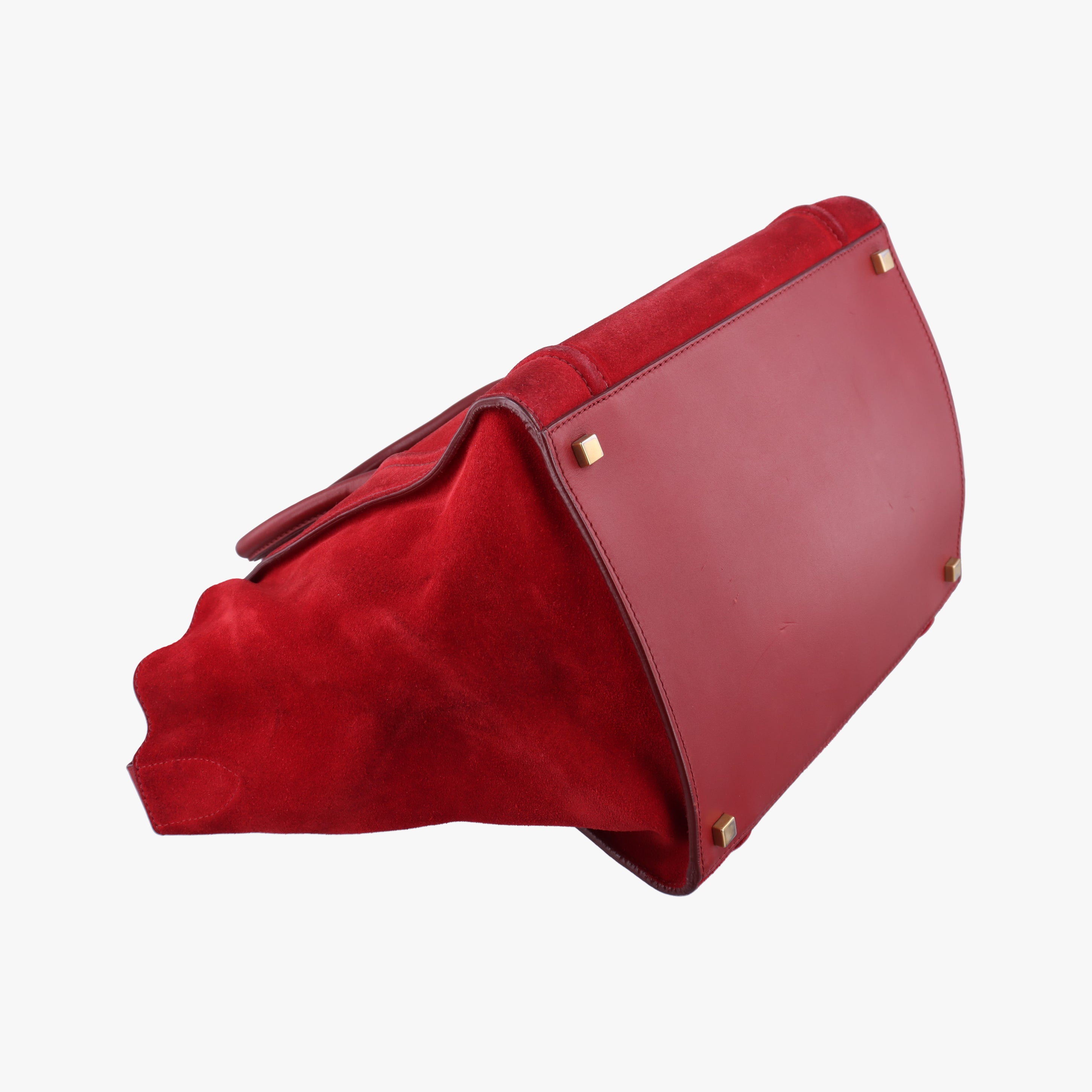 Pre-owned Celine Luggage Small Square Phantom Burgundy Suede  handbag | stylenewstar