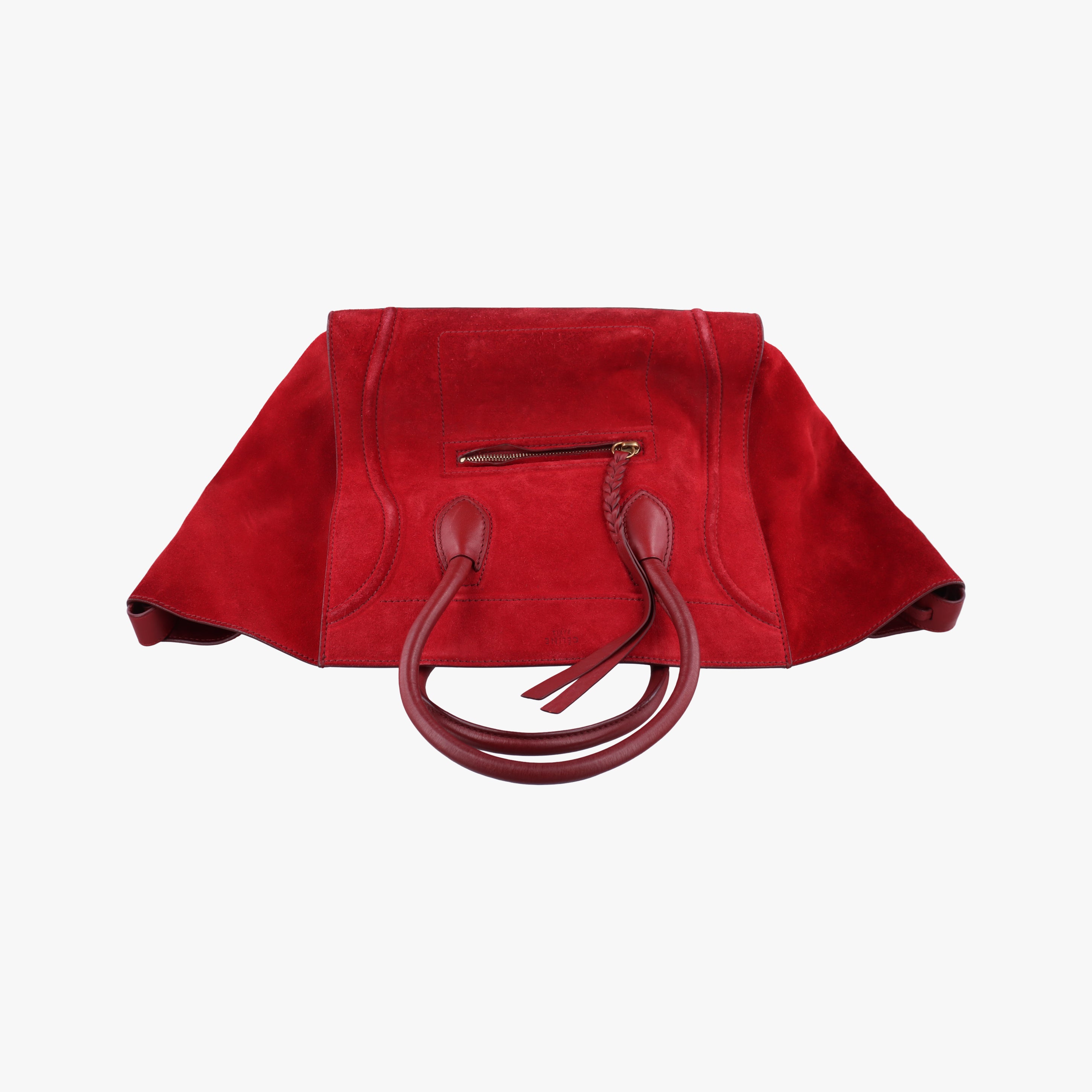 Pre-owned Celine Luggage Small Square Phantom Burgundy Suede  handbag | stylenewstar