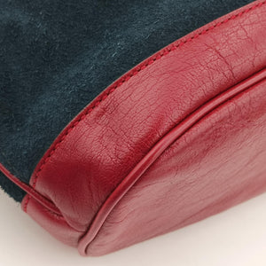 Pre-owned Gucci Rajah WEB Tiger Bucket Navy×red Suede x leather 553961 shoulderbag | stylenewstar