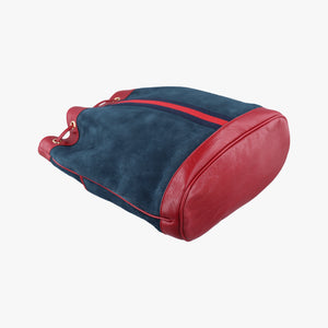 Pre-owned Gucci Rajah WEB Tiger Bucket Navy×red Suede x leather 553961 shoulderbag | stylenewstar