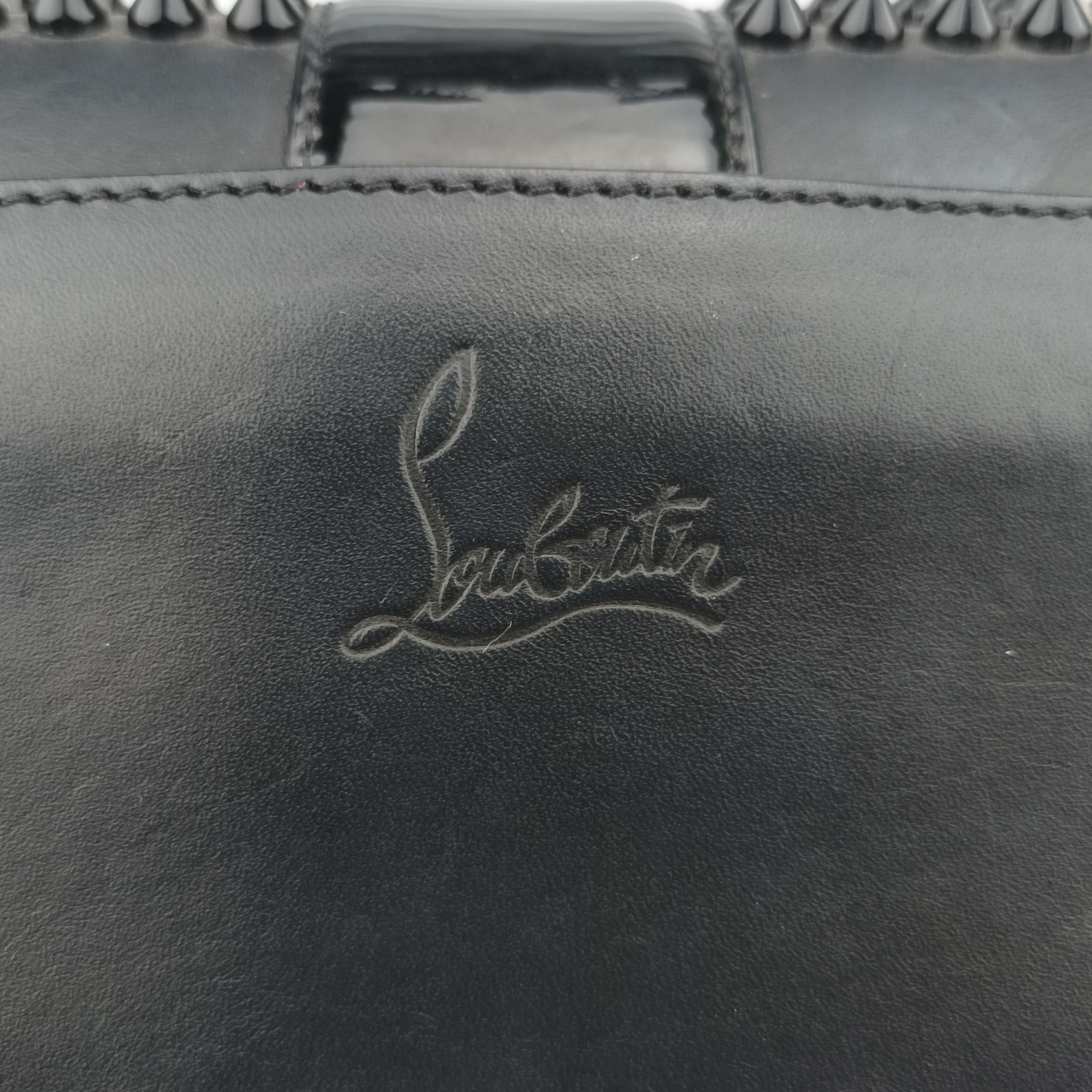 Secondhand Christian Louboutin Sweet Charity Scarabe Spike Black Leather  clutchbag | stylenewstar