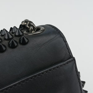 Secondhand Christian Louboutin Sweet Charity Scarabe Spike Black Leather  clutchbag | stylenewstar