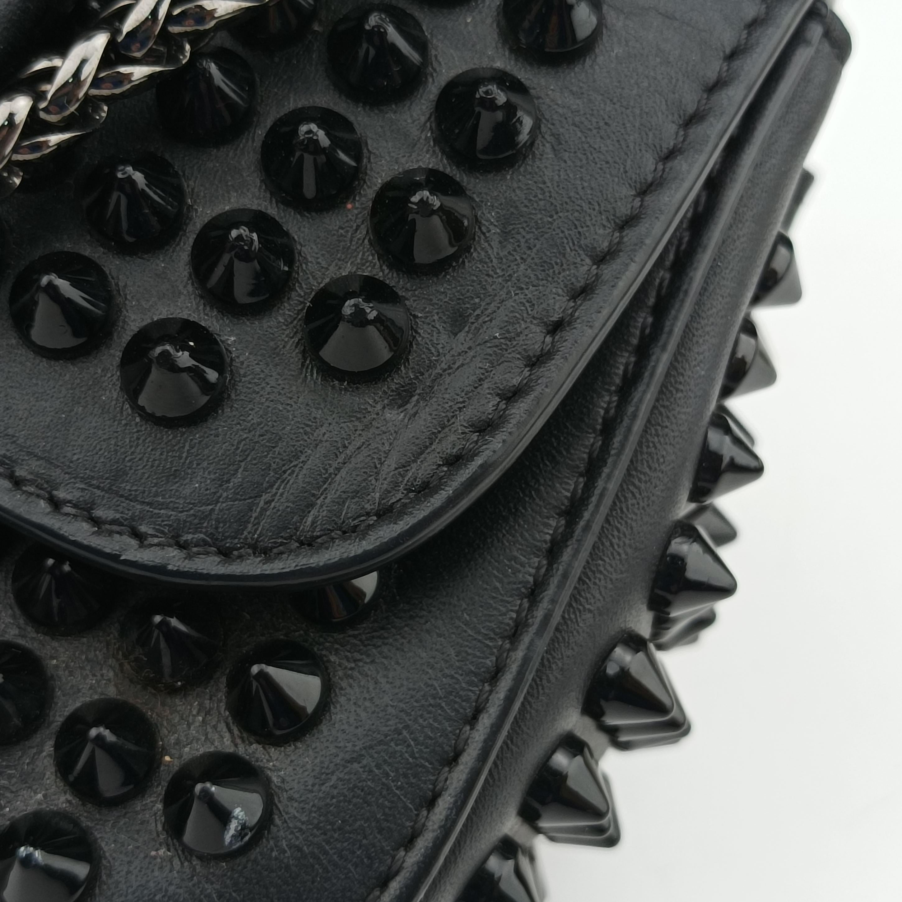 Secondhand Christian Louboutin Sweet Charity Scarabe Spike Black Leather  clutchbag | stylenewstar