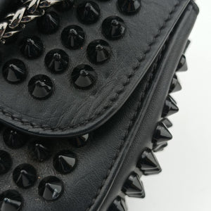 Secondhand Christian Louboutin Sweet Charity Scarabe Spike Black Leather  clutchbag | stylenewstar