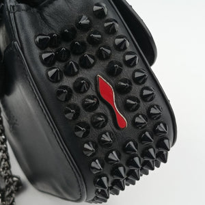 Secondhand Christian Louboutin Sweet Charity Scarabe Spike Black Leather  clutchbag | stylenewstar