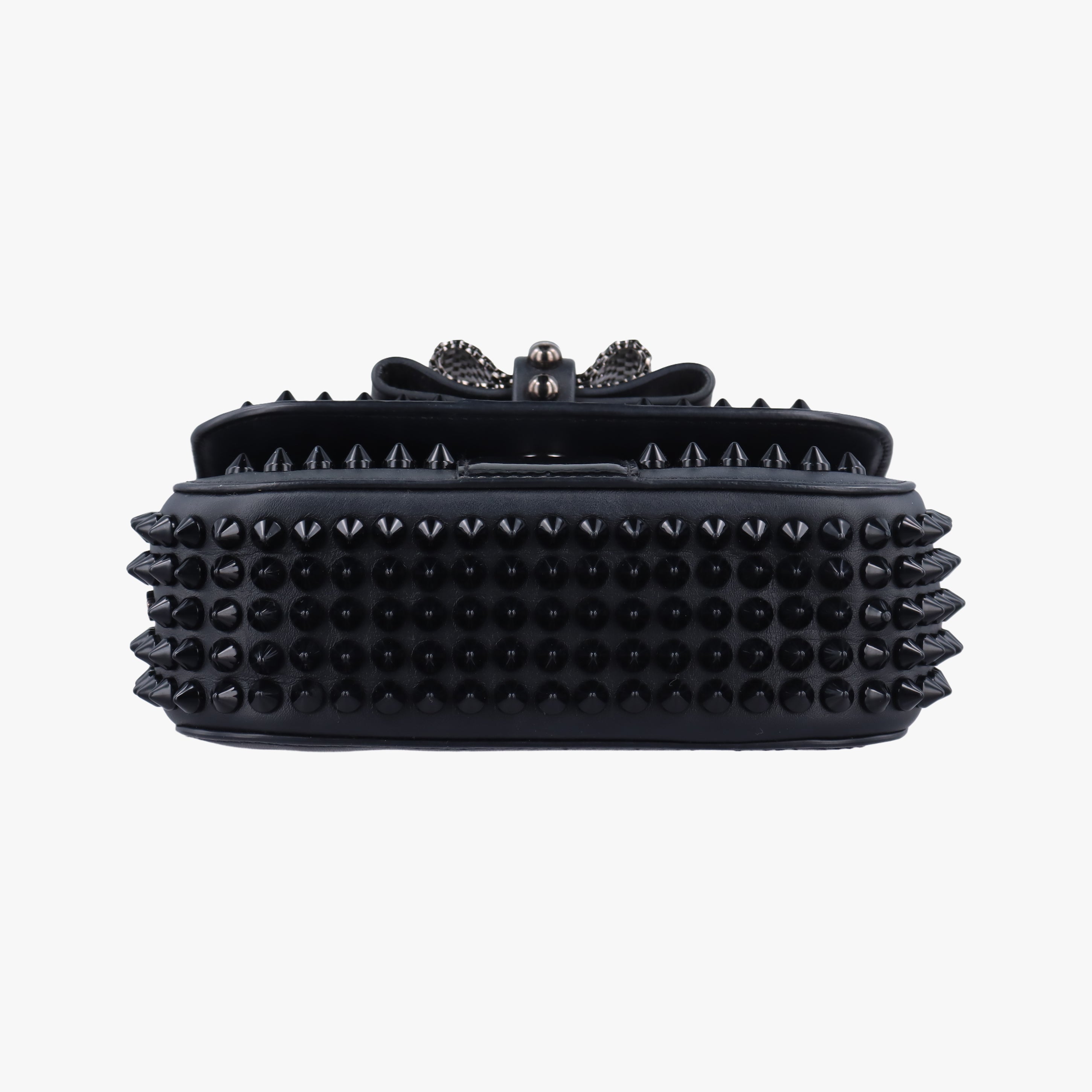 Secondhand Christian Louboutin Sweet Charity Scarabe Spike Black Leather  clutchbag | stylenewstar