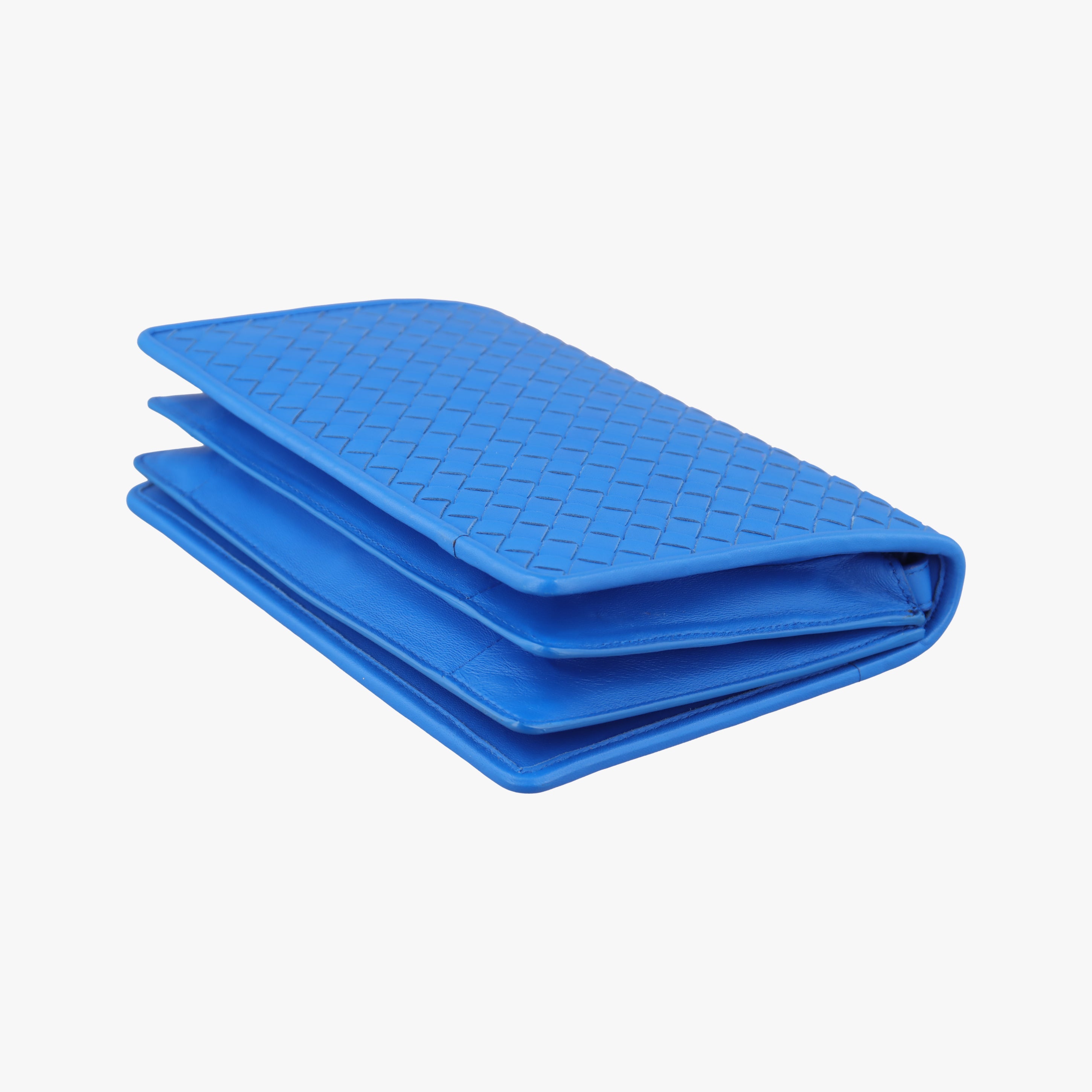 Pre-owned Bottega Veneta Intrecciato Blue lambskin  shoulderbag | stylenewstar