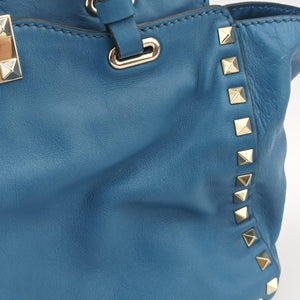 Pre-owned Valentino Rockstud Blue Leather  shoulderbag | stylenewstar