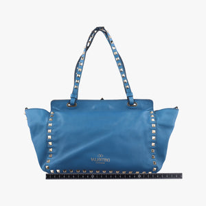 Pre-owned Valentino Rockstud Blue Leather  shoulderbag | stylenewstar