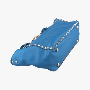 Pre-owned Valentino Rockstud Blue Leather  shoulderbag | stylenewstar