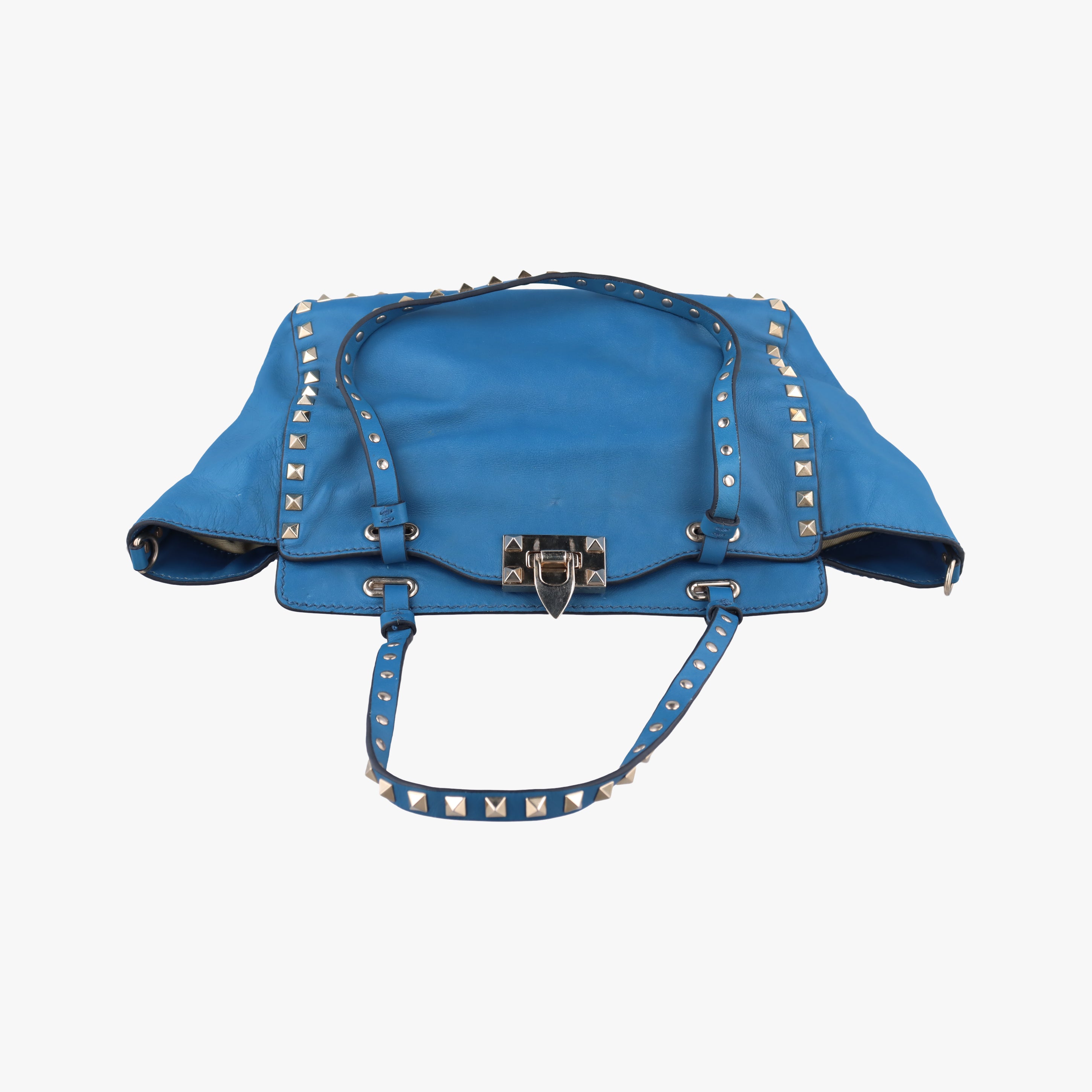 Pre-owned Valentino Rockstud Blue Leather  shoulderbag | stylenewstar