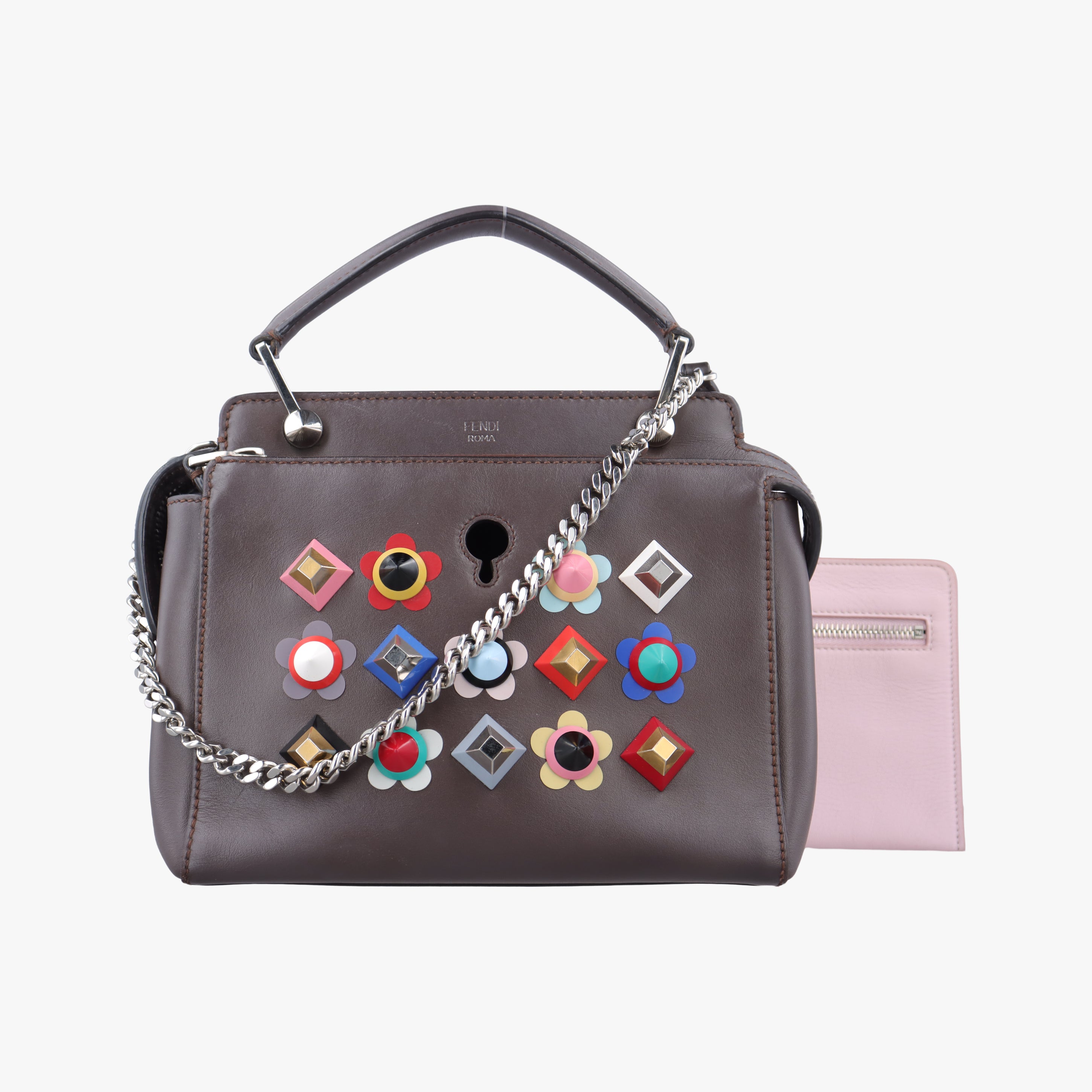 Pre-owned Fendi Dotcom Click Small Brown Leather 8BN299 shoulderbag | stylenewstar