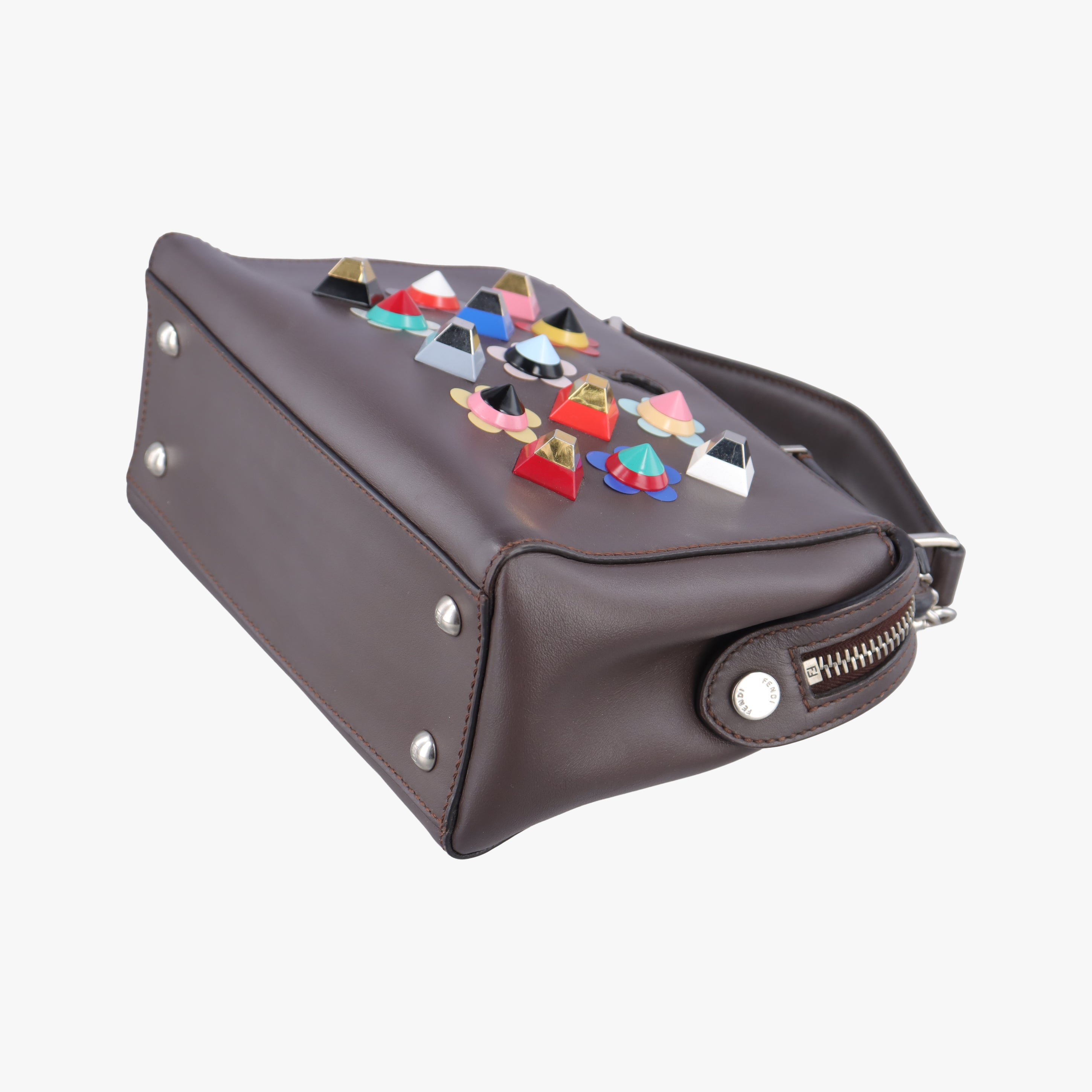 Pre-owned Fendi Dotcom Click Small Brown Leather 8BN299 shoulderbag | stylenewstar