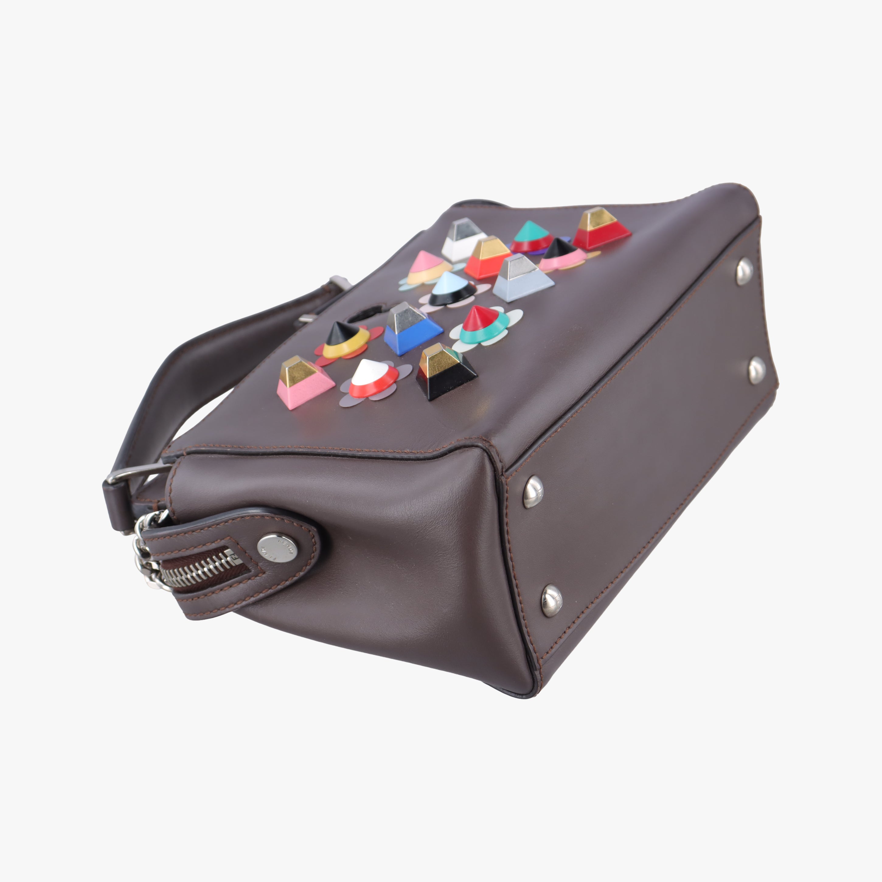 Pre-owned Fendi Dotcom Click Small Brown Leather 8BN299 shoulderbag | stylenewstar