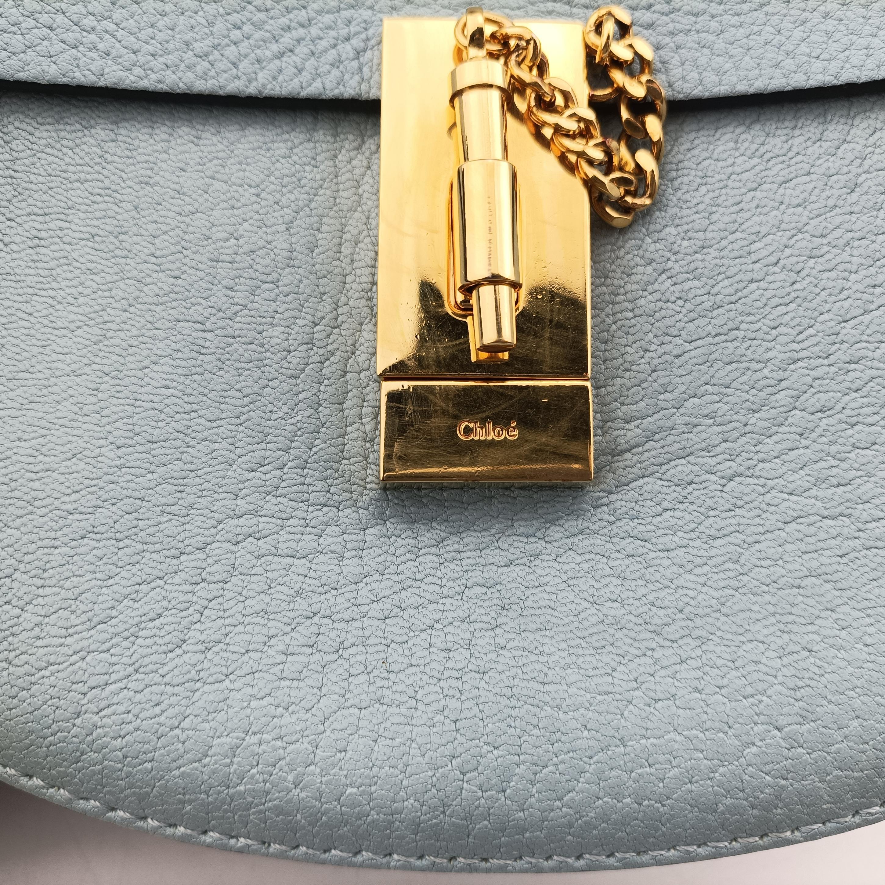 Pre-owned Chloe DREW Blue Leather  shoulderbag | stylenewstar