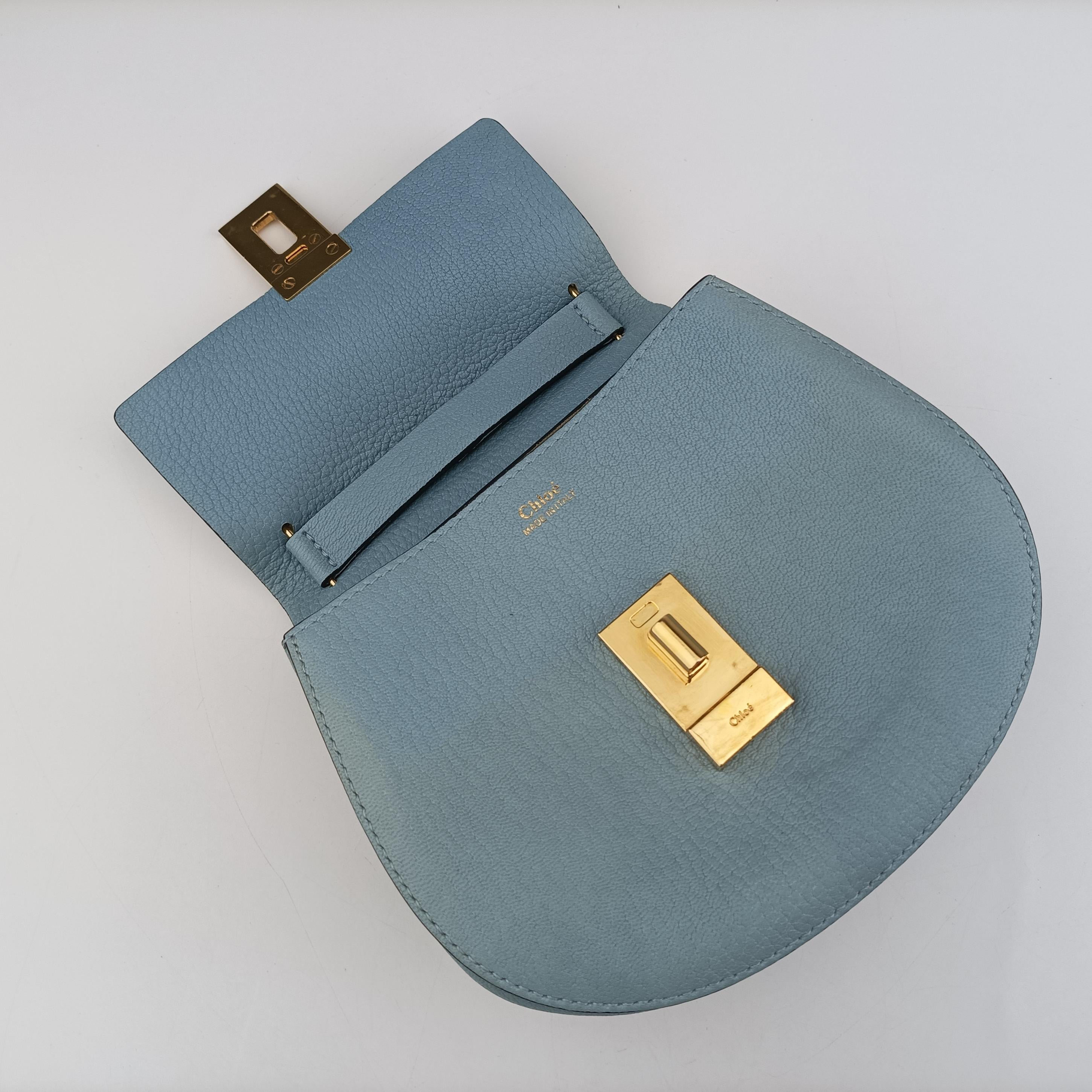 Pre-owned Chloe DREW Blue Leather  shoulderbag | stylenewstar