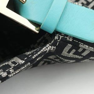 Pre-owned Fendi Mamma Baguette Beige×blue canvas×Leather 23908B shoulderbag | stylenewstar