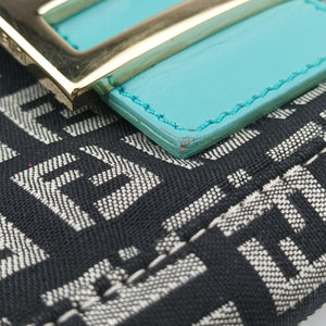 Pre-owned Fendi Mamma Baguette Beige×blue canvas×Leather 23908B shoulderbag | stylenewstar