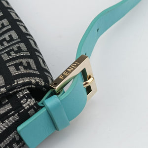 Pre-owned Fendi Mamma Baguette Beige×blue canvas×Leather 23908B shoulderbag | stylenewstar