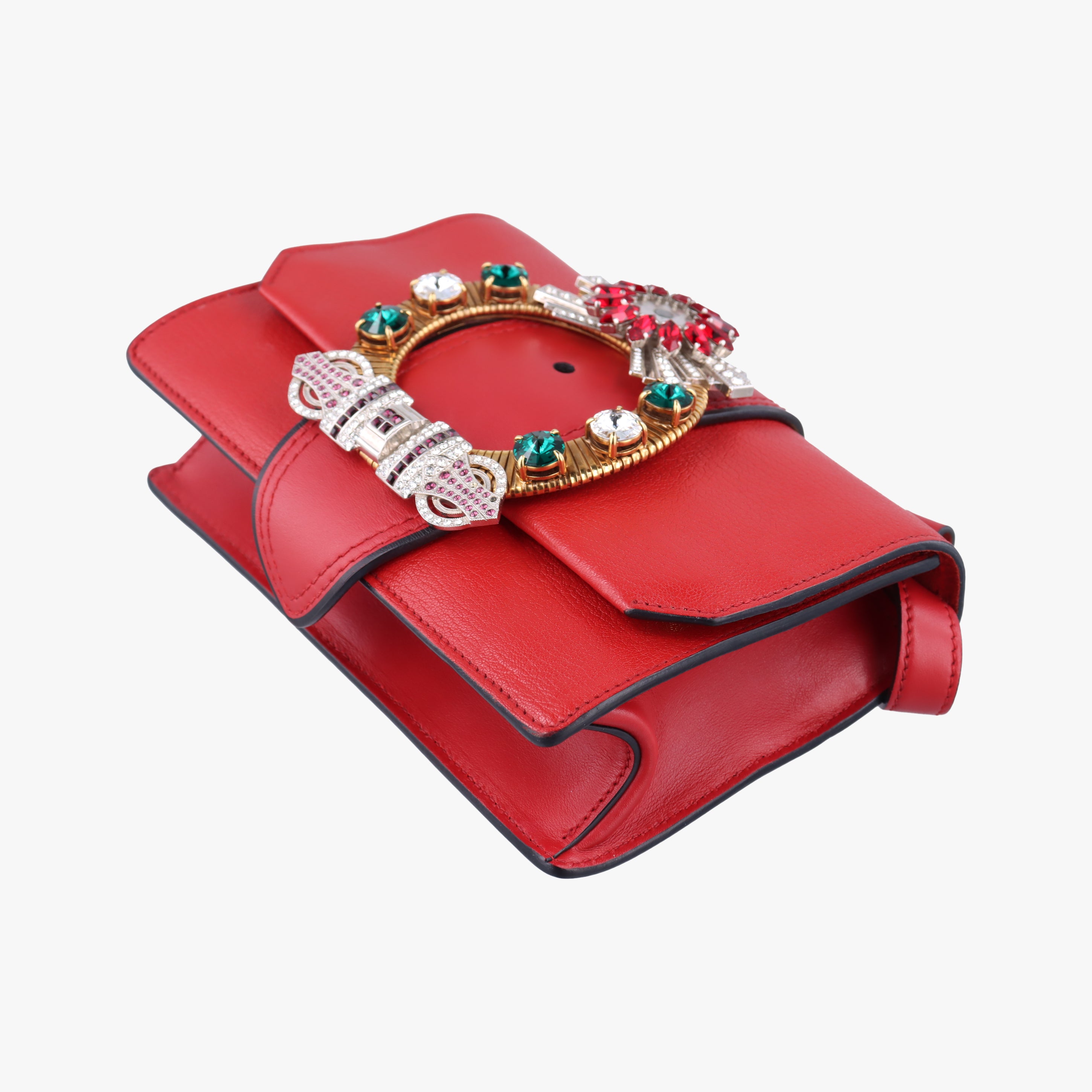 Vintage Miu Miu Miu Lady Red×multicolor Leather  shoulderbag | stylenewstar