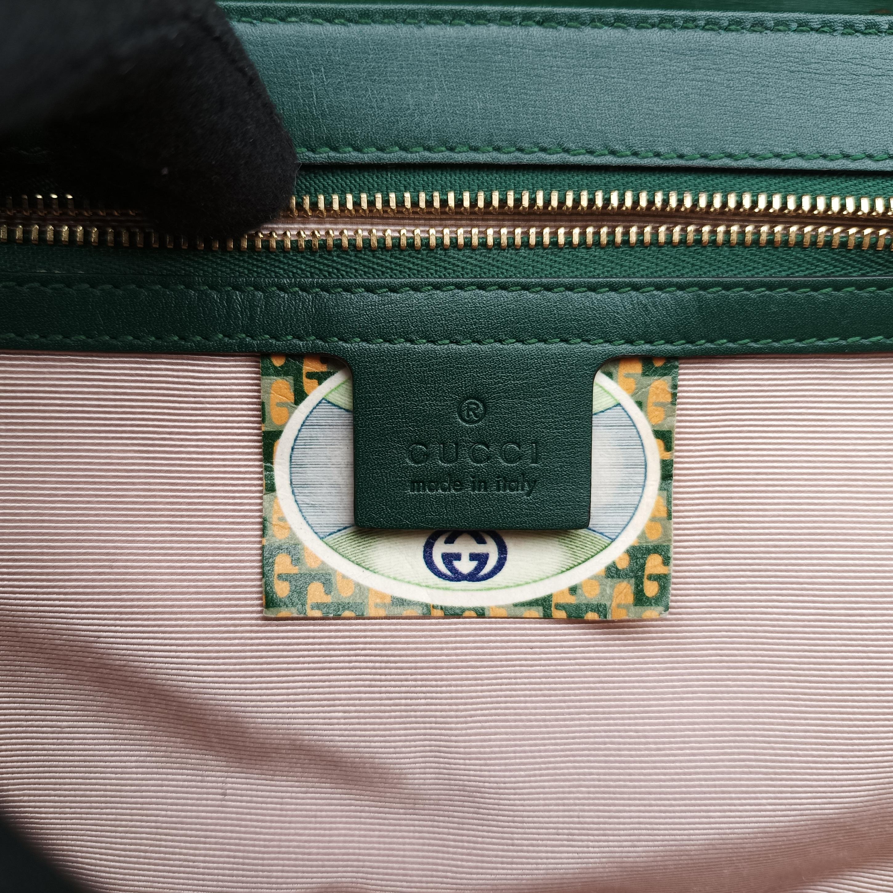 Pre-owned Gucci Rajah Green Leather 537241 shoulderbag | stylenewstar