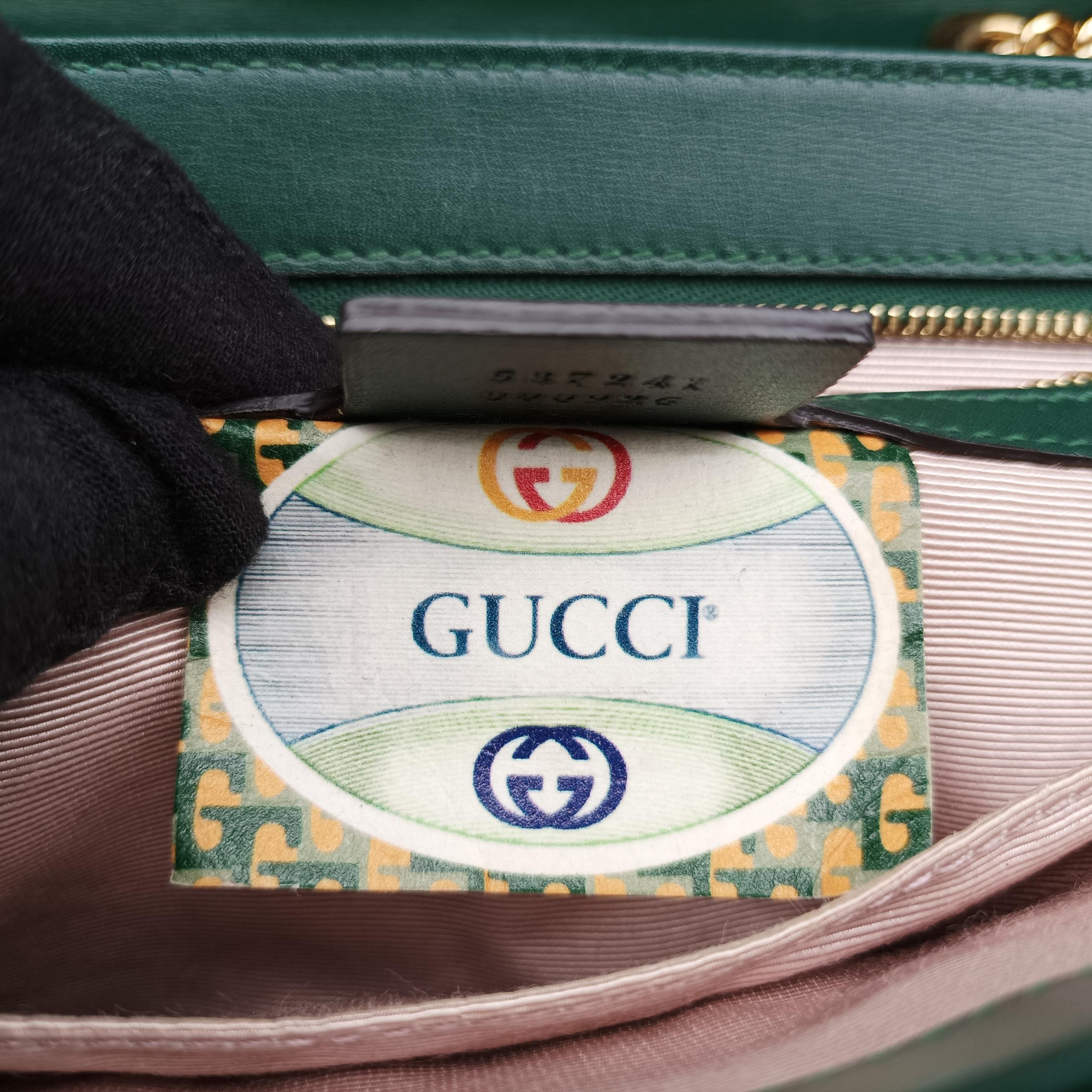 Pre-owned Gucci Rajah Green Leather 537241 shoulderbag | stylenewstar