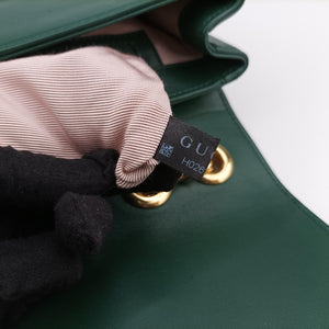 Pre-owned Gucci Rajah Green Leather 537241 shoulderbag | stylenewstar