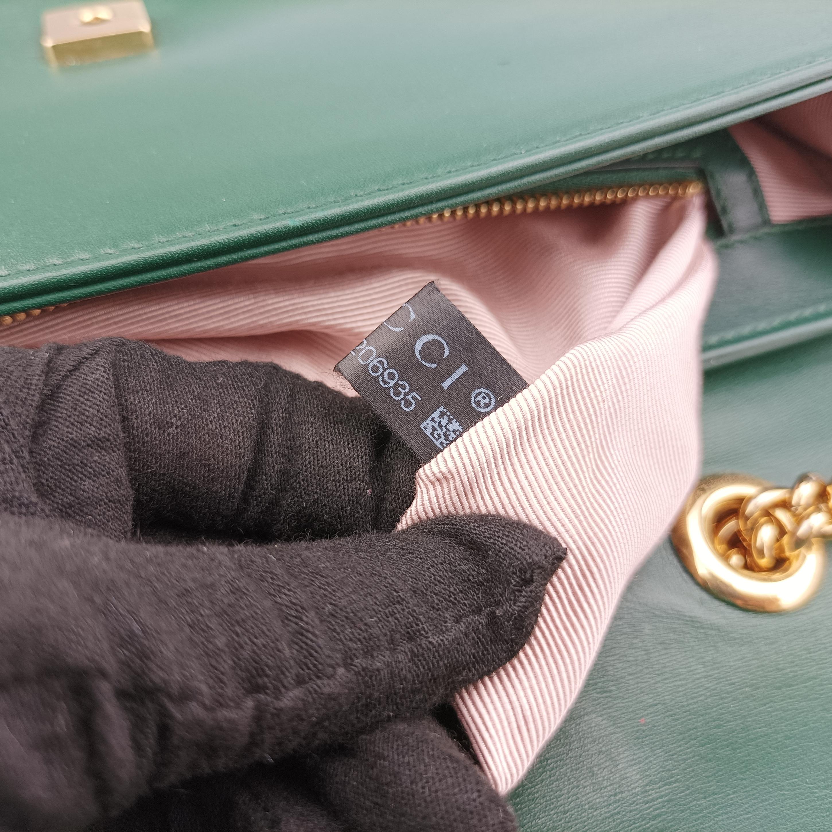 Pre-owned Gucci Rajah Green Leather 537241 shoulderbag | stylenewstar