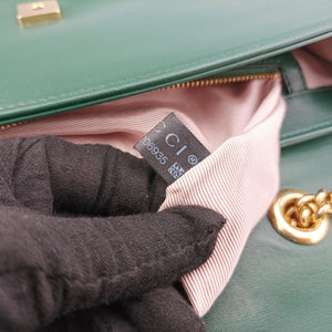 Pre-owned Gucci Rajah Green Leather 537241 shoulderbag | stylenewstar