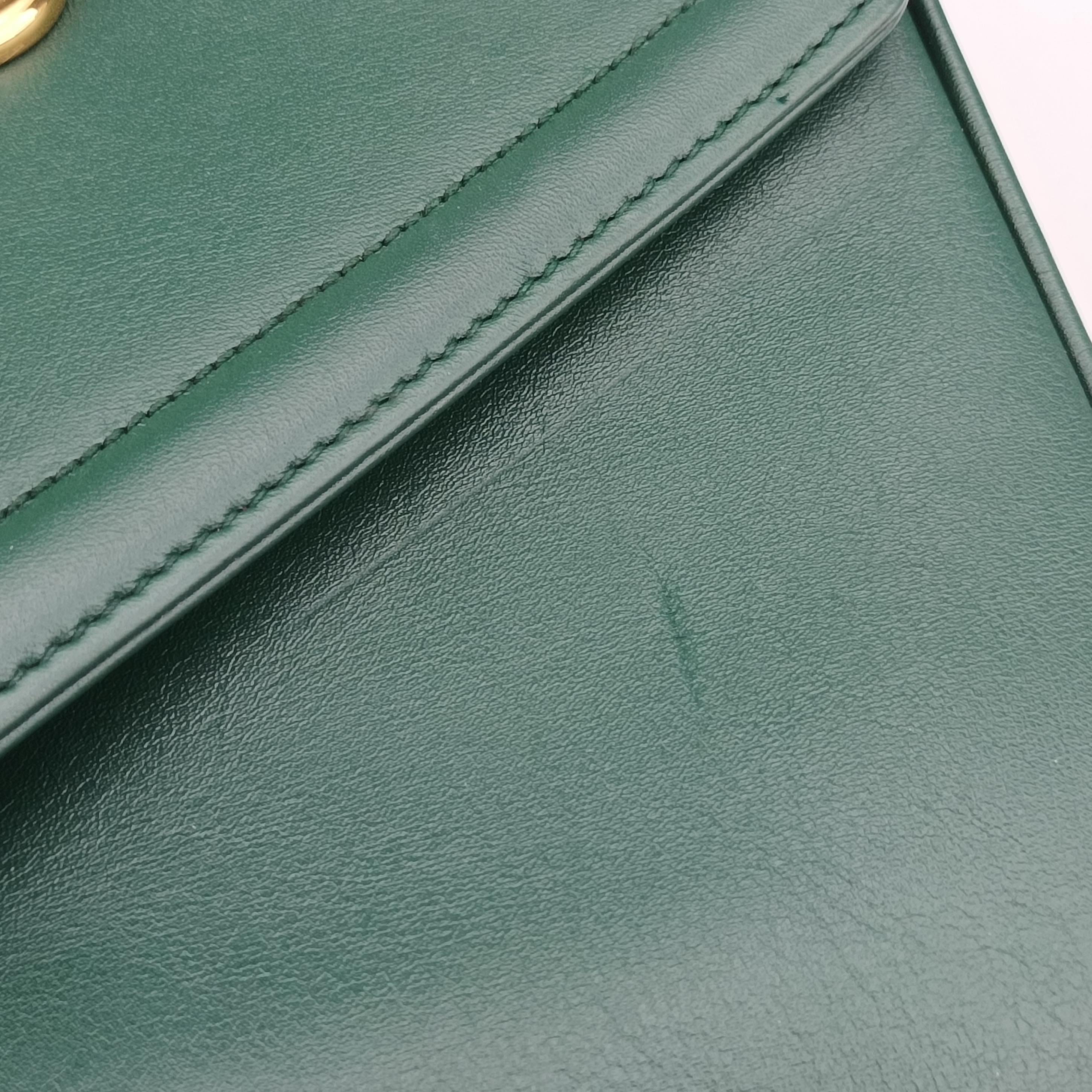 Pre-owned Gucci Rajah Green Leather 537241 shoulderbag | stylenewstar