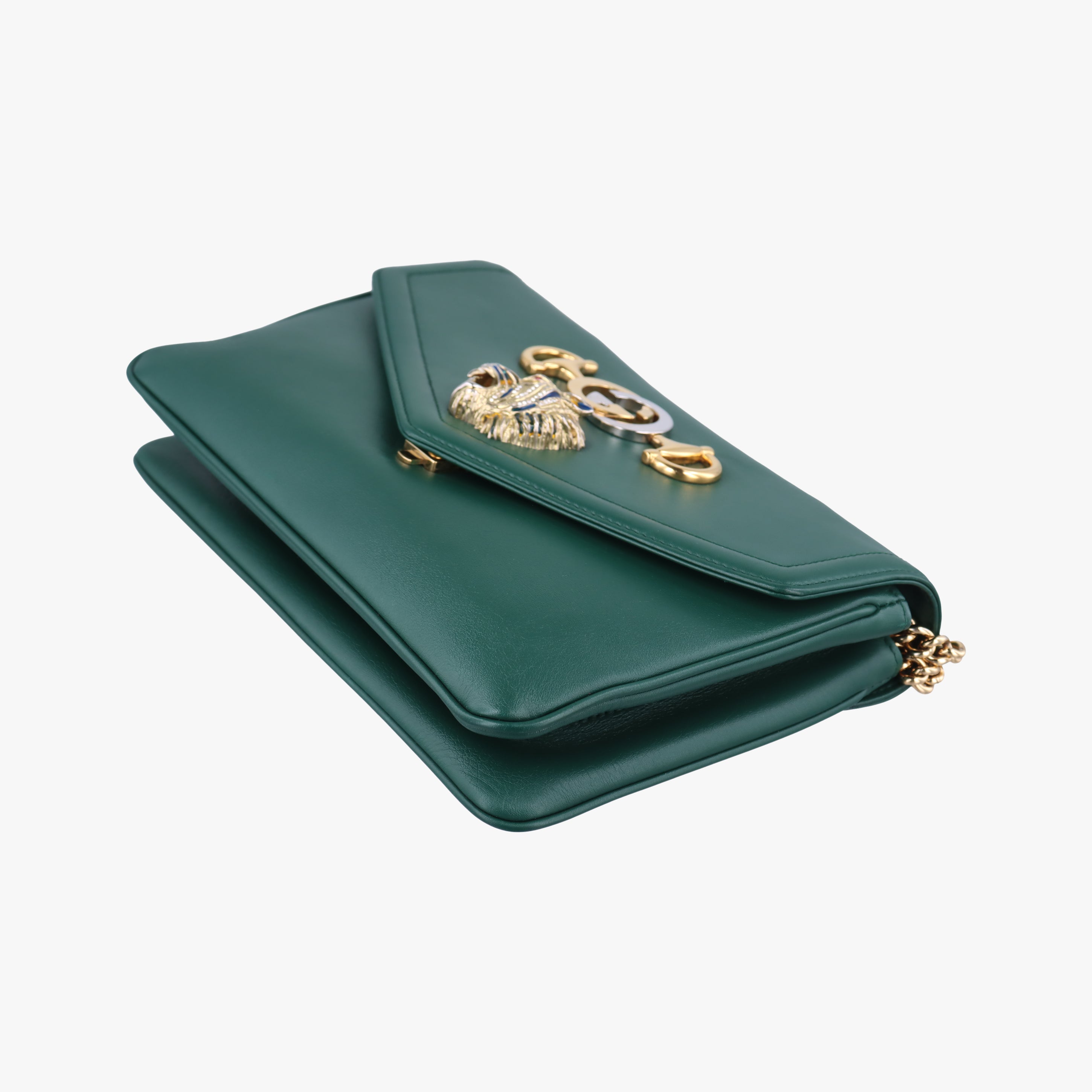 Pre-owned Gucci Rajah Green Leather 537241 shoulderbag | stylenewstar