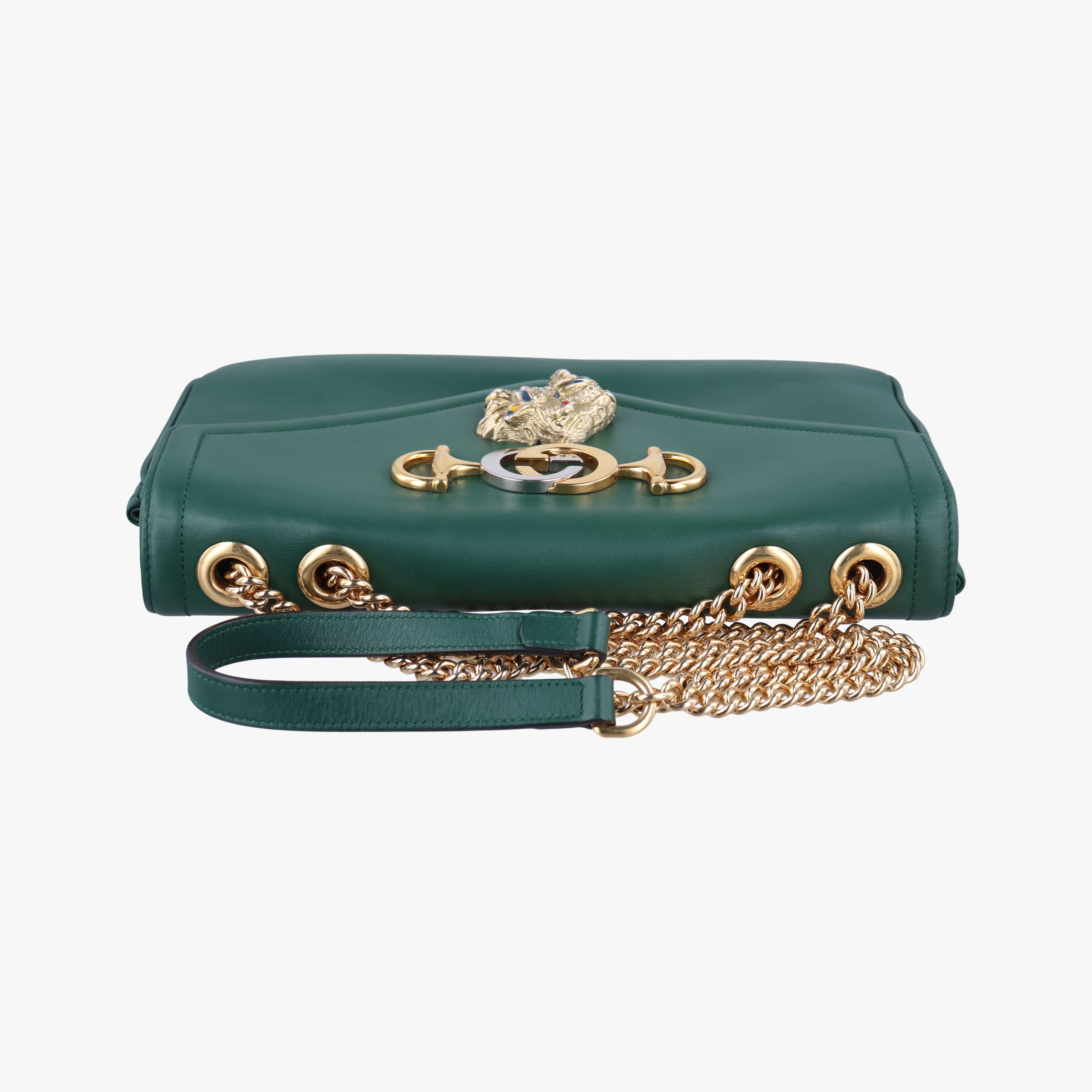 Pre-owned Gucci Rajah Green Leather 537241 shoulderbag | stylenewstar