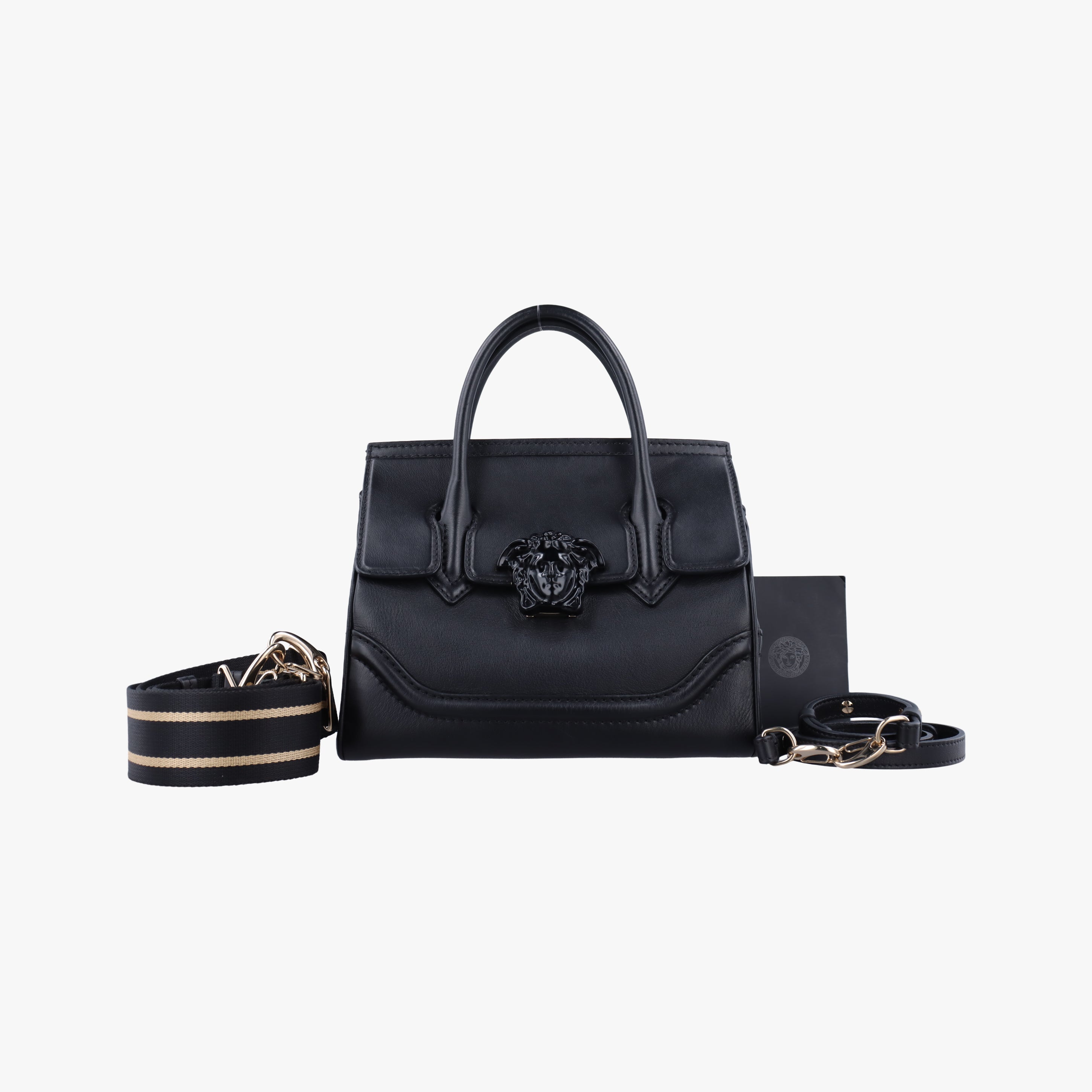 Pre-owned VERSACE Palazzo Empire Black Leather  shoulderbag | stylenewstar