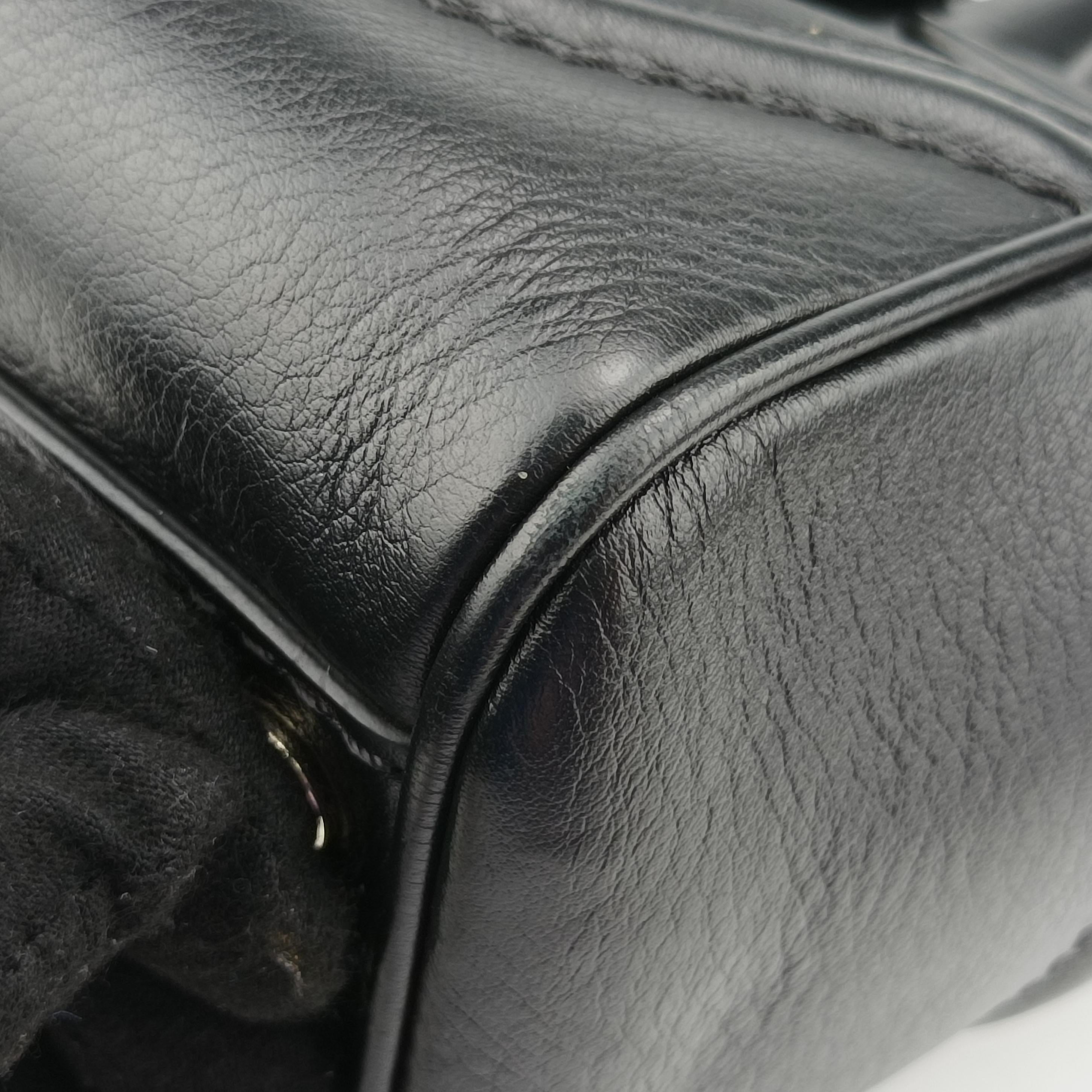 Pre-owned VERSACE Palazzo Empire Black Leather  shoulderbag | stylenewstar