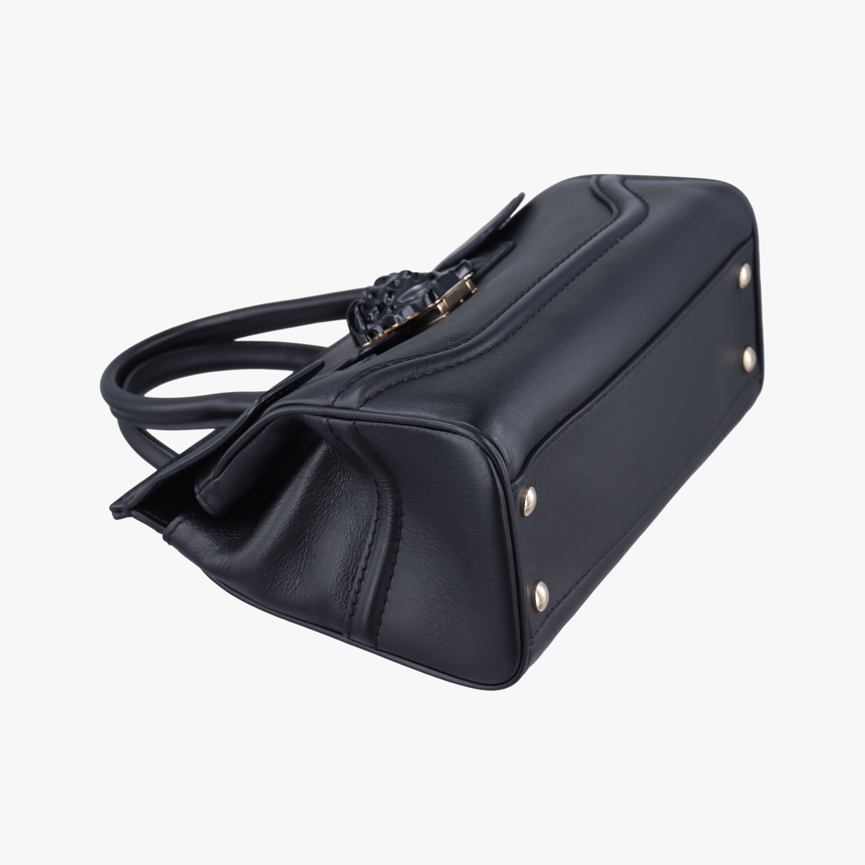 Pre-owned VERSACE Palazzo Empire Black Leather  shoulderbag | stylenewstar