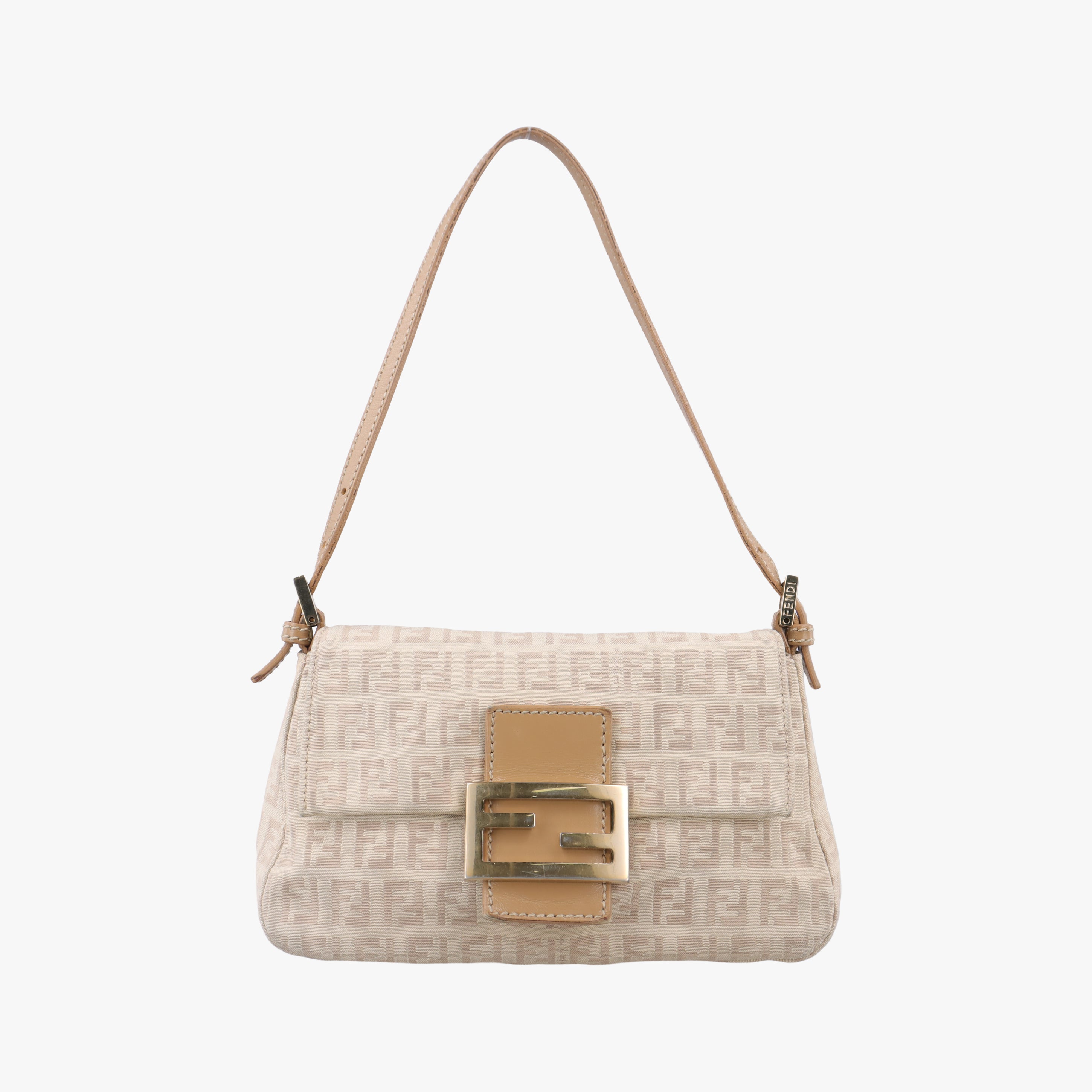 Pre-owned Fendi Baguette Beige Jacquard 8BR180 shoulderbag | stylenewstar