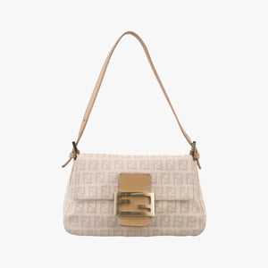 Pre-owned Fendi Baguette Beige Jacquard 8BR180 shoulderbag | stylenewstar