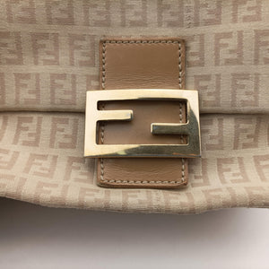 Pre-owned Fendi Baguette Beige Jacquard 8BR180 shoulderbag | stylenewstar