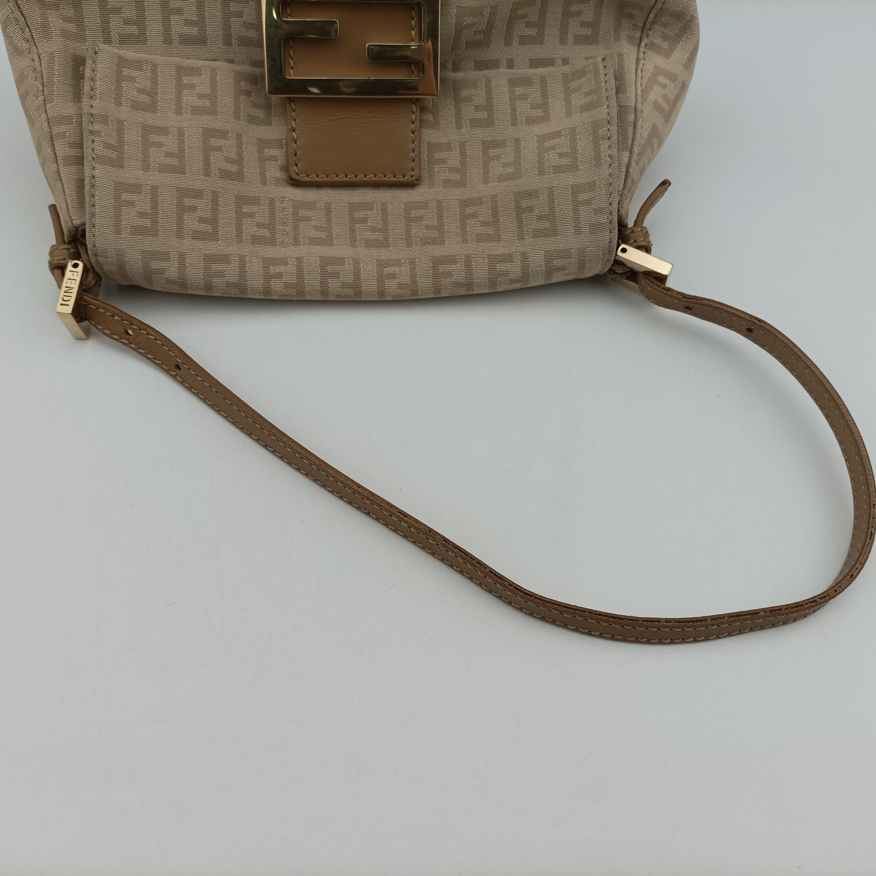 Pre-owned Fendi Baguette Beige Jacquard 8BR180 shoulderbag | stylenewstar