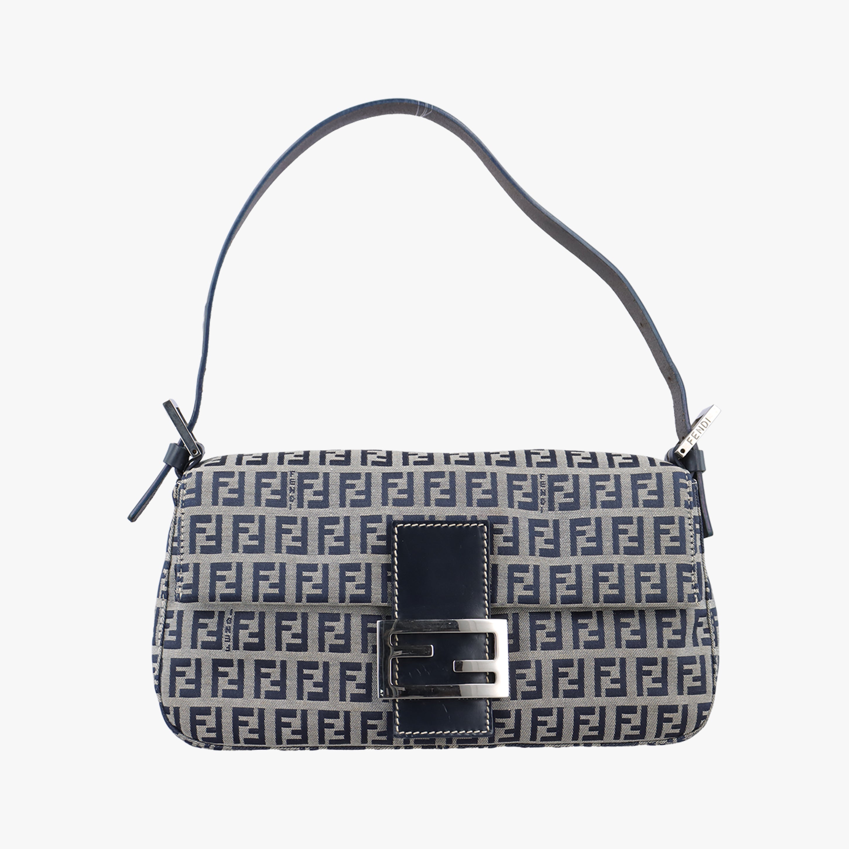 Secondhand Fendi Baguette Navy Jacquard 26424 shoulderbag | stylenewstar