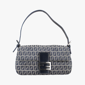 Secondhand Fendi Baguette Navy Jacquard 26424 shoulderbag | stylenewstar