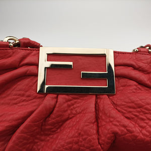 Pre-owned Fendi Mia Red Leather 8BR616 shoulderbag | stylenewstar