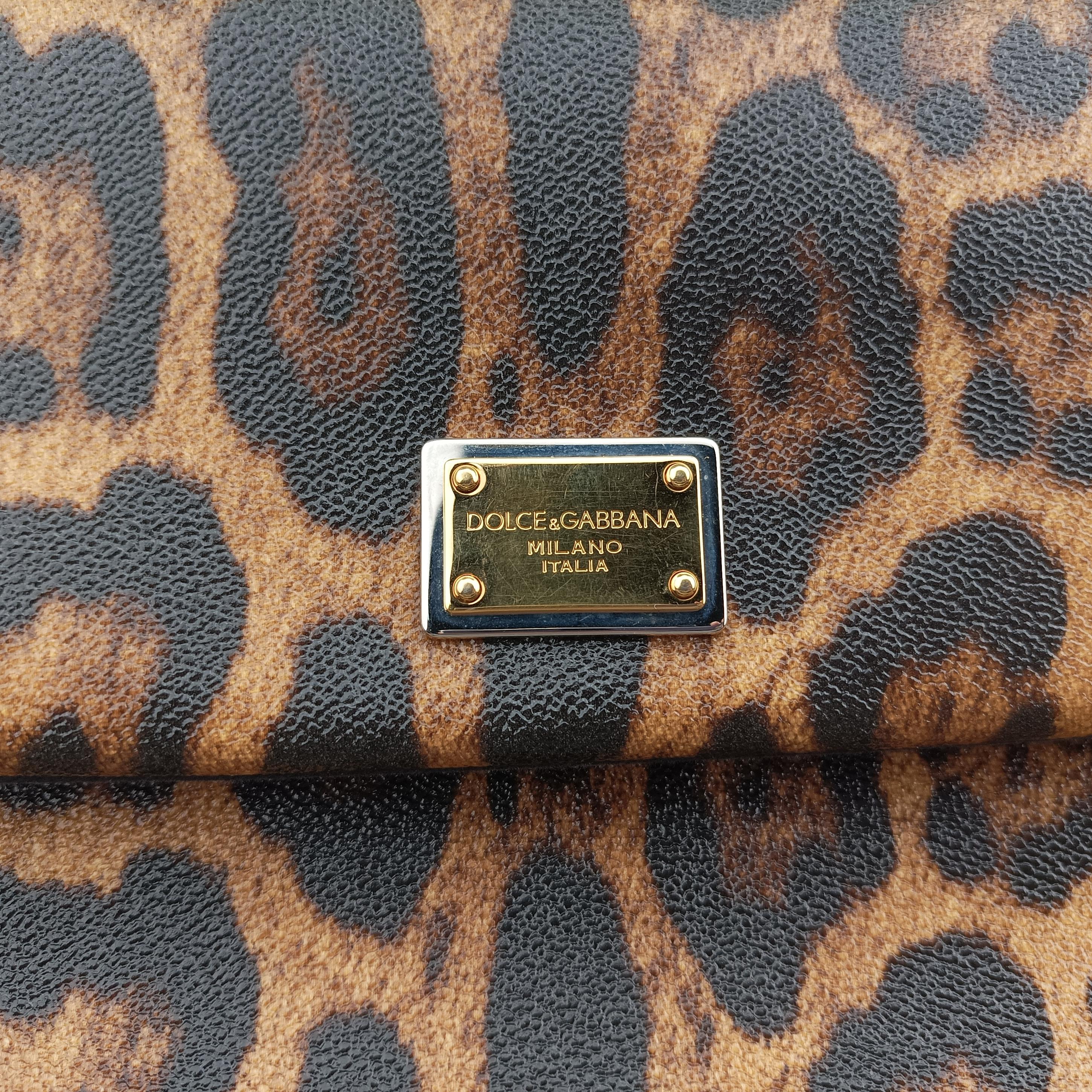 Pre-owned Dolce & Gabbana SICILY Leopard Multicolour PVC coated canvas  shoulderbag | stylenewstar