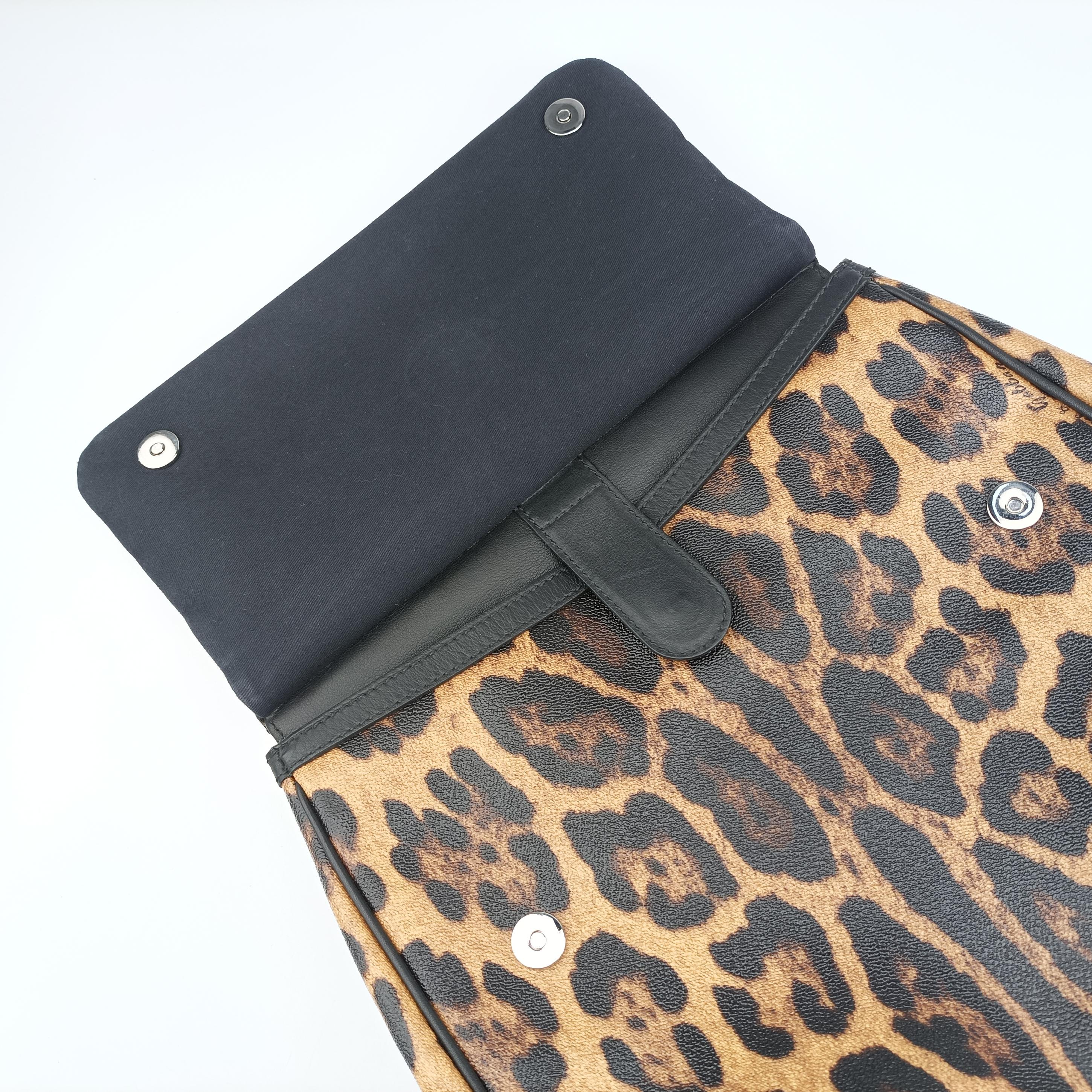 Pre-owned Dolce & Gabbana SICILY Leopard Multicolour PVC coated canvas  shoulderbag | stylenewstar